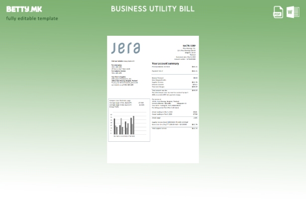 Тајланд JERA power Co., Ltd. деловна сметка за комунални услуги